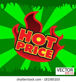 Hot price sticker  with flames