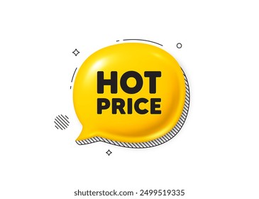 Hot Price tag. Comic speech bubble 3d icon. Special offer Sale sign. Advertising Discounts symbol. Hot price chat offer. Speech bubble comic banner. Discount balloon. Vector