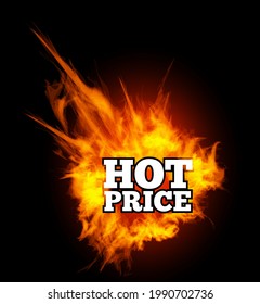 Hot price. Text On Fire. Vector illustration on black background