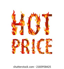 Hot price. Vector burning text of fire letters