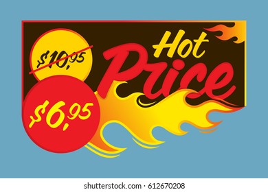 Hot price vector flaming labels stickers banners symbols templates designs. Vector illustration