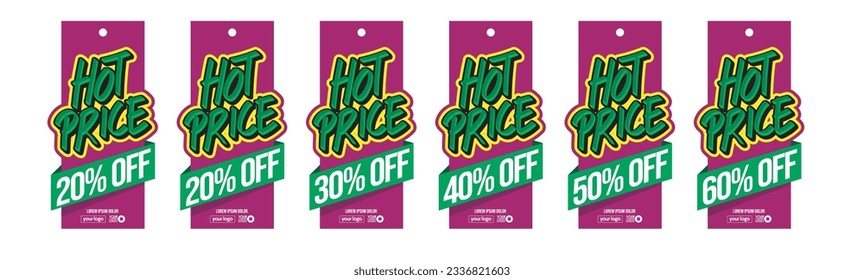 Hot Price Vector Tag Design.20% off,30% off, 40% off, 50% off,60% off,