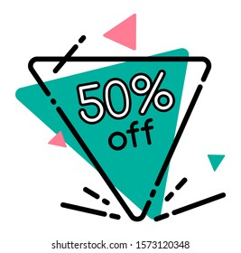Hot prices on products in shops. Yellow geometric bubble with information about black friday sale. Simple outline label with promotion caption. Vector illustration of advertising in minimalism