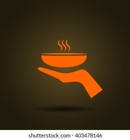 Hot proper meal plate vector illustration icon