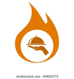 Hot proper meal plate vector illustration icon