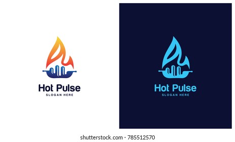 Hot Pulse logo designs concept, Fire Vibe logo template