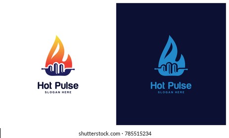 Hot Pulse logo designs concept, Fire Vibe logo template
