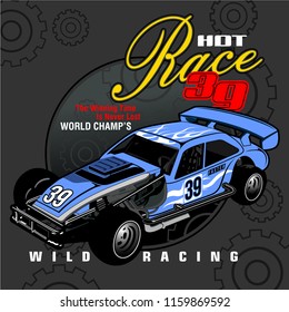 hot race car illustration,vector for t shirt