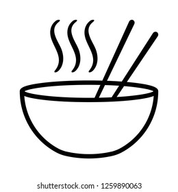 Hot Ramen Or Pho Noodle Soup Bowl With Chopsticks And Smoke Flat Vector Icon For Food Apps And Websites