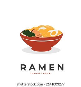 Hot ramen simple illustration logo with red bowl