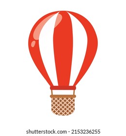 Hot red air balloon with white lines vector illustration. Balloon festival.