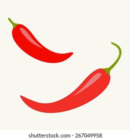 Hot Red Chili Jalapeno Pepper Icon set Isolated White background Flat design Vector illustration