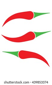 Hot Red Chili Jalapeno Pepper Icon set Isolated White background Flat design Vector illustration