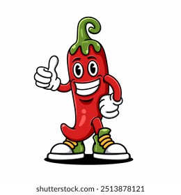 hot red chili mascot, can be used for spicy food business.