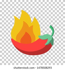 Hot red chili pepper flat icon. Paprika. Hot spices product sign. Natural vegetable. Mexican food concept. Cooking ingredient. Design element. Editable stroke.