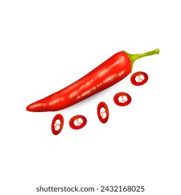 Hot red chili pepper. Red pepper on white background