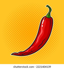 Hot red chili pepper pinup pop art retro vector illustration. Comic book style imitation.