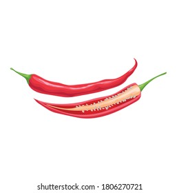 Pimientos de chile rojo caliente. Verduras calientes. Diseño de dibujos animados planos. Ilustración vectorial de cayenne grupal aislada en fondo blanco.