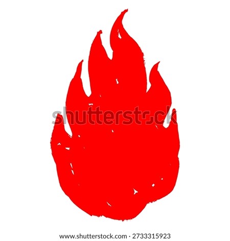 Hot red fire flame vector illustration in hand drawn doodle style. Abstract spicy food symbol for restaurant logo, hot burger icon, and burning flame graphic element.