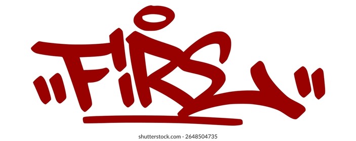 Hot red graffiti tag "Fire" with bold spray and transparent background. Urban slang for something amazing, hot, or on point in youth culture.