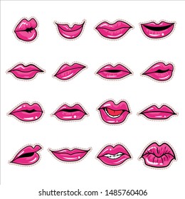 Hot Red Lips Sexy and Sensual Sticker Character Design Set