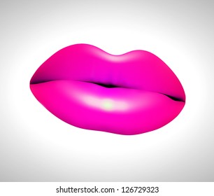 Hot red lips. Vector illustration.