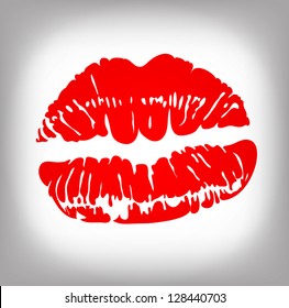 Hot red lips. Vector illustration.