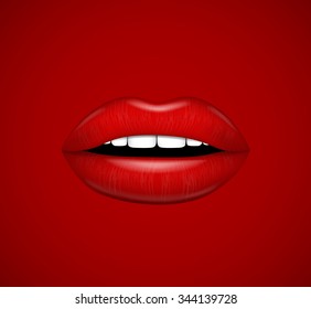 Hot red lips. Vector illustration.