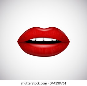 Hot red lips. Vector illustration.