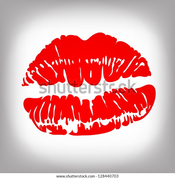 Hot Red Lips Vector Illustration Stock Vector Royalty Free 128440703