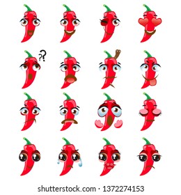 Hot red pepper Emoji Emoticon Expression. Funny cute food