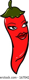 Hot red pepper, illustration, vector on white background.