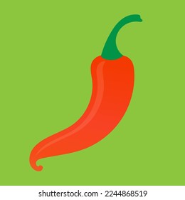 scharfe rote Pfeffer auf grünem Hintergrund. Chili papper Illustration.