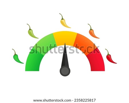 Hot red pepper strength scale indicator with mild, medium, hot and hell positions. Pepper Strength Scale Indicators with Mild, Spicy, Hot and Extra. Vector illustration