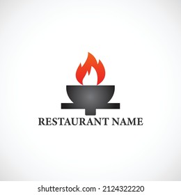 Diseño de logotipos en restaurantes calientes, cuchara, vectores, EPS