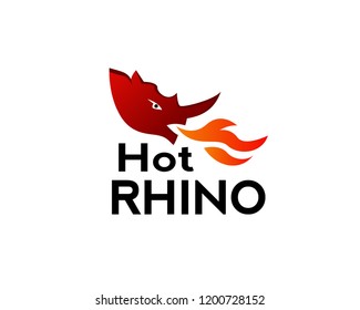 Hot Rhino Spouting fire logo design