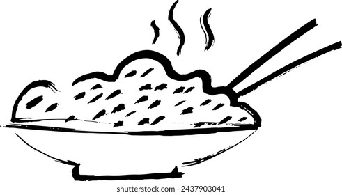 Hot Rice Plate Grunge Dry Brush Icon.