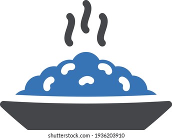icono de color de glifo vectorial de plato de arroz caliente