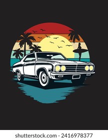 la calurosa carretera california, el vintage diseño retro de camisetas de verano