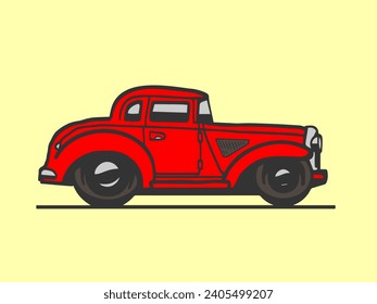 Hot road car side view. Vector illustration.
