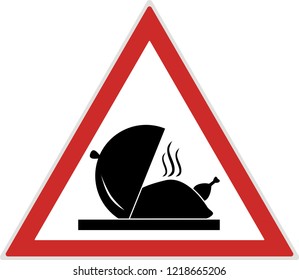 hot roasted chicken abstract warning road sign icon ecology restaurant food healthy lifestyle vector background