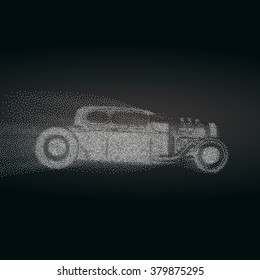 Hot rod background with a retro car. Roadster particles, symbolizing speed vector illustration. For printing on T - shirt