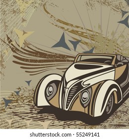 Hot rod background with a retro car.