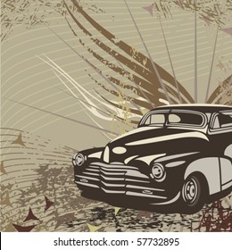 Fondo de la barra caliente con un coche retro - Diseño original