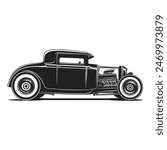 Hot Rod Black And White Illustration