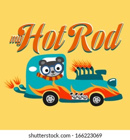 A hot rod car with flame paint. Vector illustration