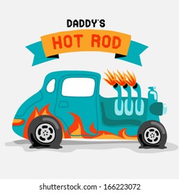 A hot rod car with flame paint. Vector illustration