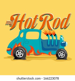 A hot rod car with flame paint. Vector illustration