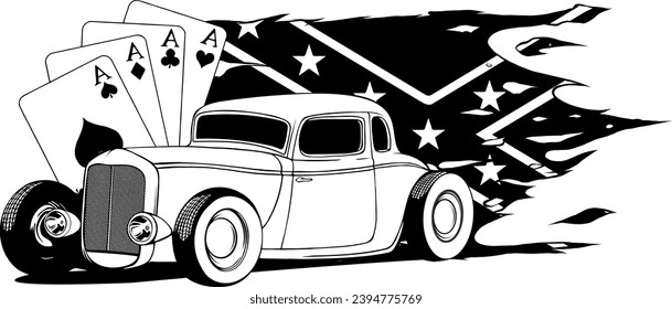 hot rod car icon. line style icon vector illustration. vehicle icon stock