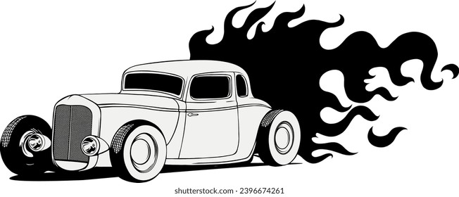 hot rod car icon. line style icon vector illustration. vehicle icon stock